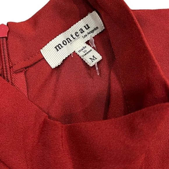 Monteau LA Red Sleeveless Asymmetric Dress M - Picture 3 of 3